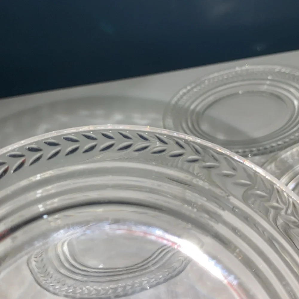 Set of 4 Clear Glass 1970s Vintage Small Plates for Appetizers Bread & Butter